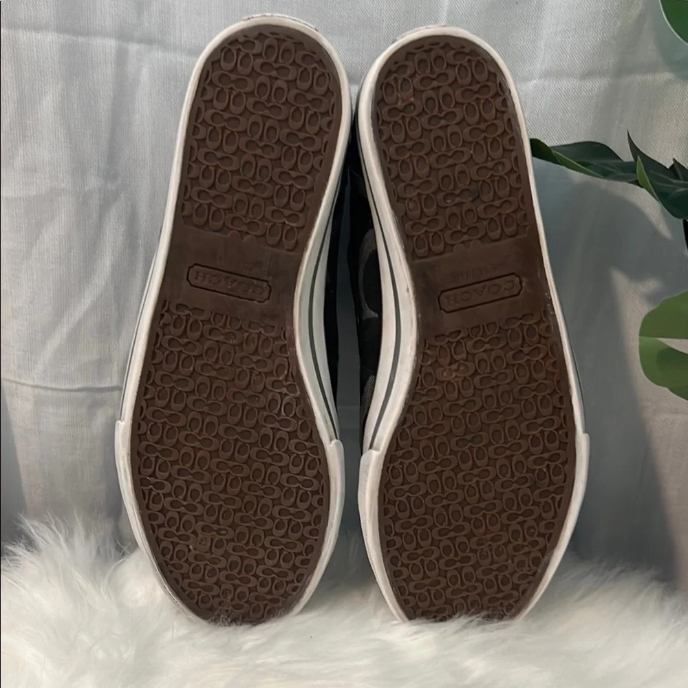 Coach Signature Francesca Black Gray Logo Sneakers Shoes - Picture 5 of 6